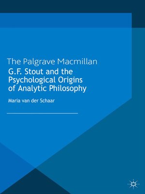 cover image of G.F. Stout and the Psychological Origins of Analytic Philosophy